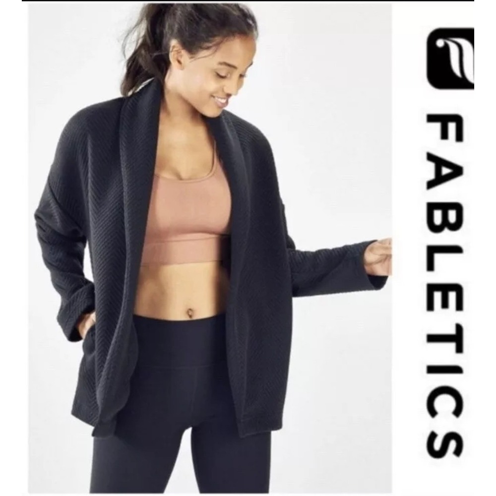 Fabletics Womens Black Draped‎ Quilted Oversized Cardigan Size XXL NEW